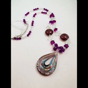 Unique stone glass Necklace